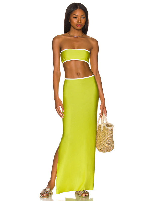 Strapless Maxi Dress with Hollow Design and Side Slit Maxi Dresses MyDresses Yellow 8 | S 