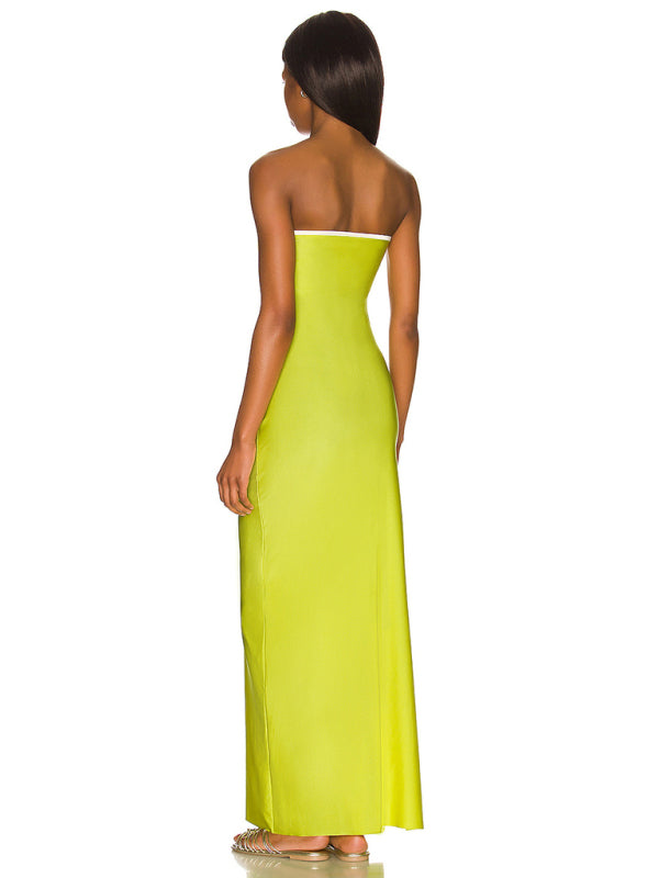 Strapless Maxi Dress with Hollow Design and Side Slit Maxi Dresses MyDresses 
