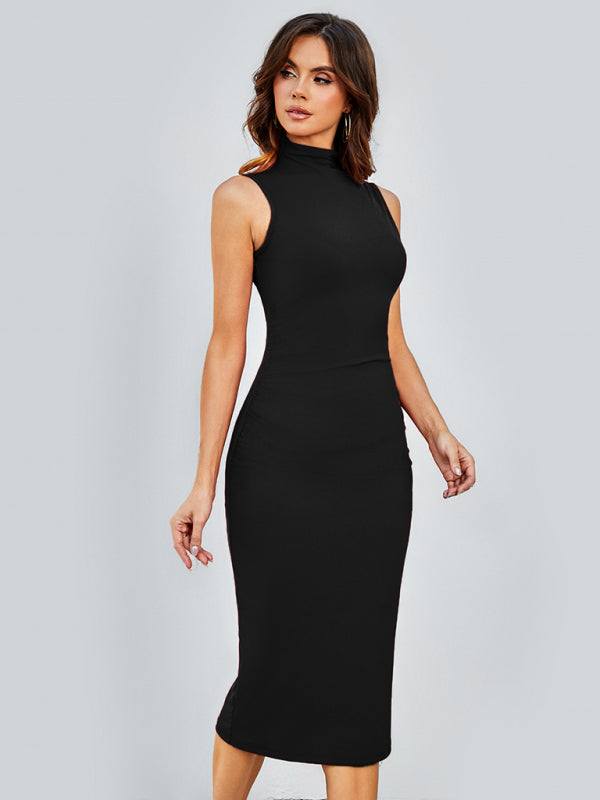 Bodycon Midi Dress with Sleeveless Design and Round Neck Midi Dresses MyDresses 