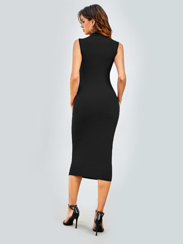 Bodycon Midi Dress with Sleeveless Design and Round Neck Midi Dresses MyDresses 