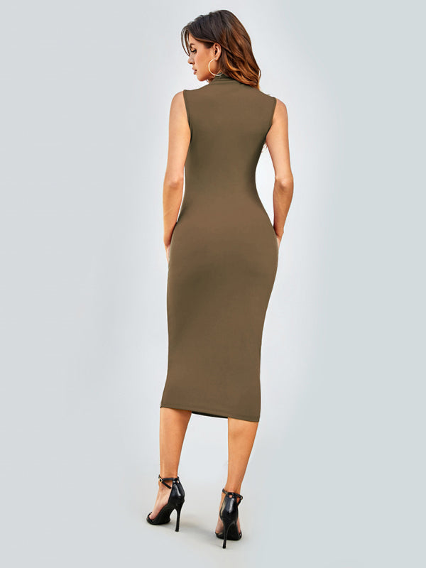 Bodycon Midi Dress with Sleeveless Design and Round Neck Midi Dresses MyDresses 