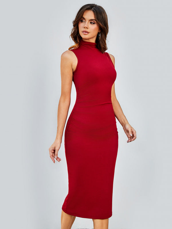 Bodycon Midi Dress with Sleeveless Design and Round Neck Midi Dresses MyDresses 