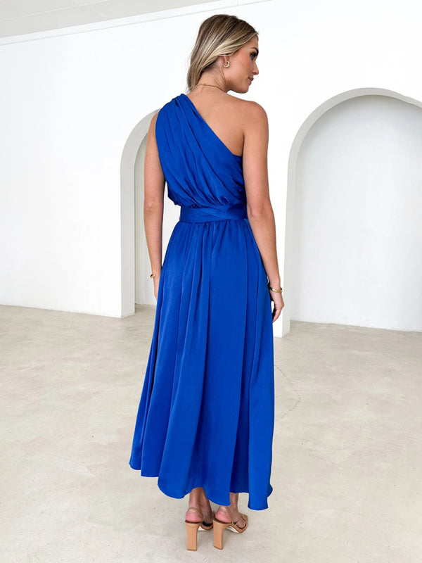 One Shoulder Maxi Dress with Slim Waist and Backless Design Maxi Dresses MyDresses 