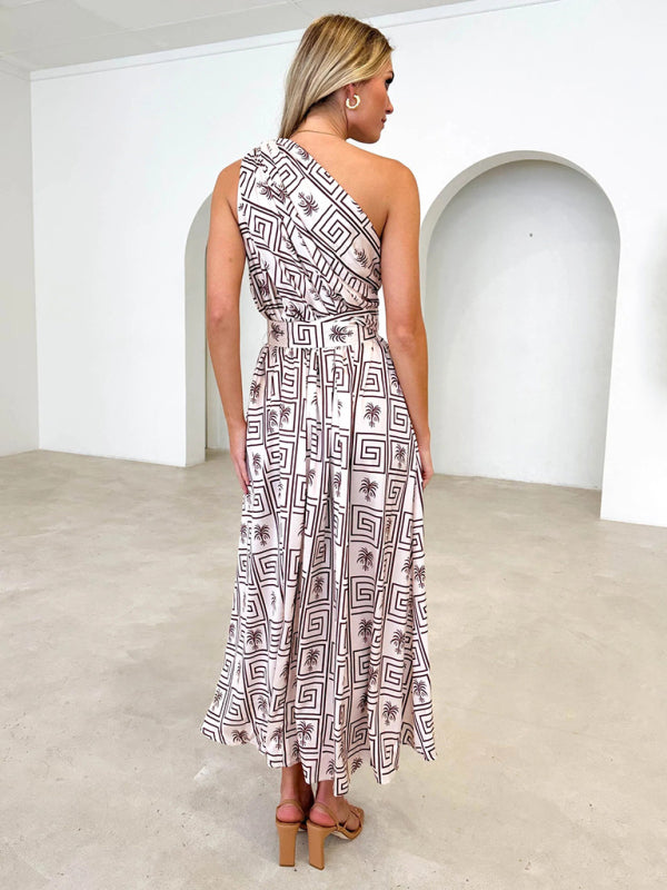One Shoulder Maxi Dress with Slim Waist and Backless Design Maxi Dresses MyDresses 