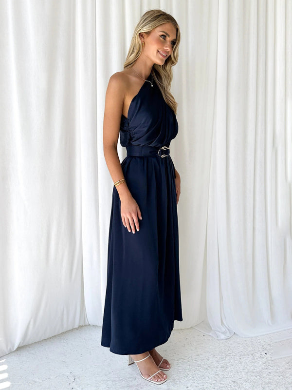 One Shoulder Maxi Dress with Slim Waist and Backless Design Maxi Dresses MyDresses 