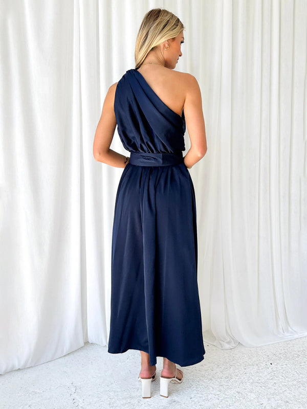 One Shoulder Maxi Dress with Slim Waist and Backless Design Maxi Dresses MyDresses 