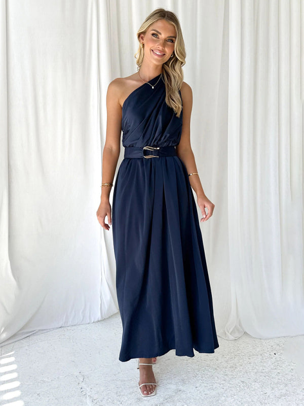 One Shoulder Maxi Dress with Slim Waist and Backless Design Maxi Dresses MyDresses 