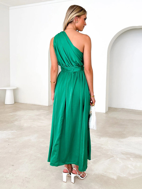 One Shoulder Maxi Dress with Slim Waist and Backless Design Maxi Dresses MyDresses 
