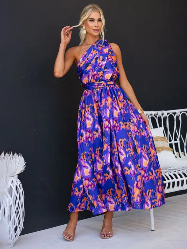 One Shoulder Maxi Dress with Slim Waist and Backless Design Maxi Dresses MyDresses Purple 8 | S 