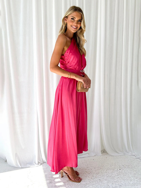 One Shoulder Maxi Dress with Slim Waist and Backless Design Maxi Dresses MyDresses 