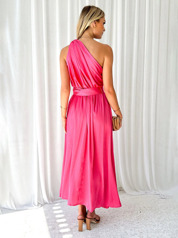 One Shoulder Maxi Dress with Slim Waist and Backless Design Maxi Dresses MyDresses 