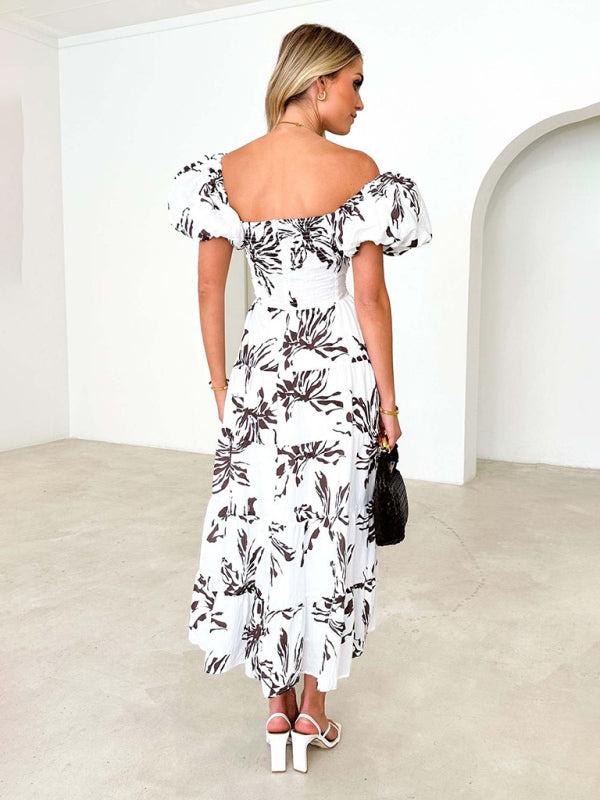 Floral Print Maxi Dress with Puff Sleeves and Cut-Out Detail Maxi Dresses MyDresses 