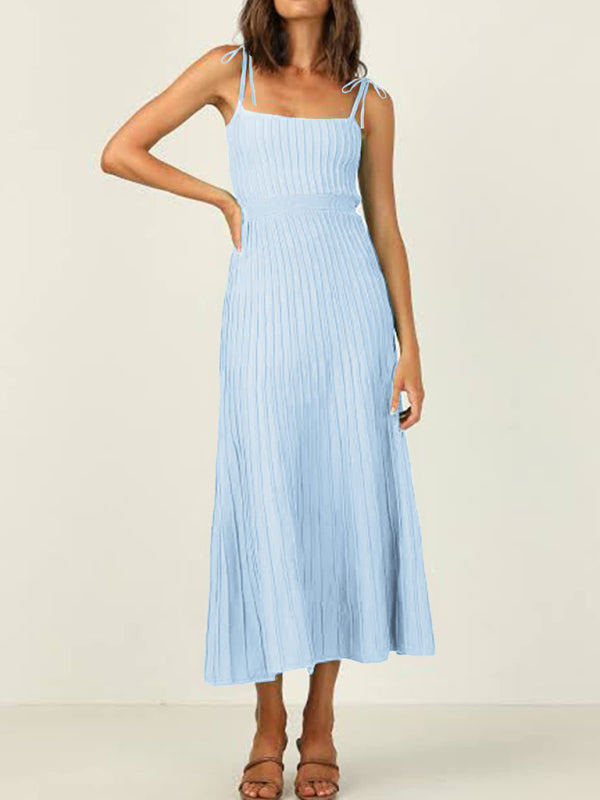 Knitted Midi Dress with High Waist and Wide Swing Skirt Group1 MyDresses Blue 8 | S 