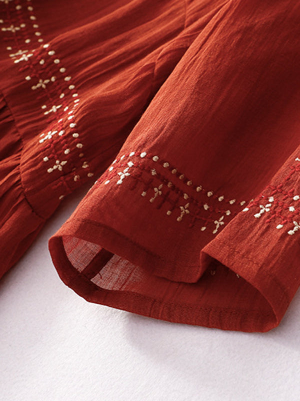 Embroidered Maxi Dress with Loose Fit and Large Hem Maxi Dresses MyDresses 