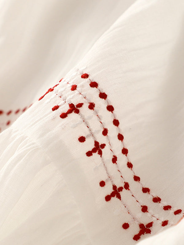 Embroidered Maxi Dress with Loose Fit and Large Hem Maxi Dresses MyDresses 