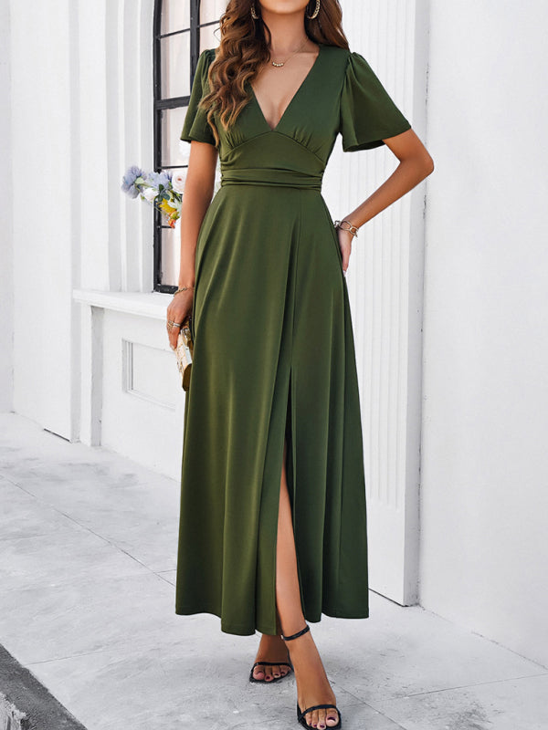 V-neck Maxi Dress with Wrap-Style Design and High Slit Group3 MyDresses
