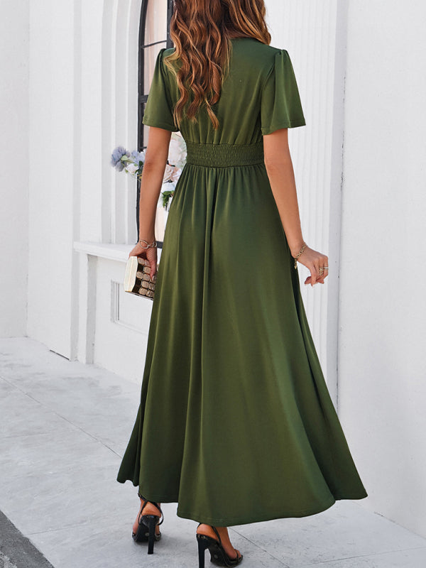 V-neck Maxi Dress with Wrap-Style Design and High Slit Group3 MyDresses
