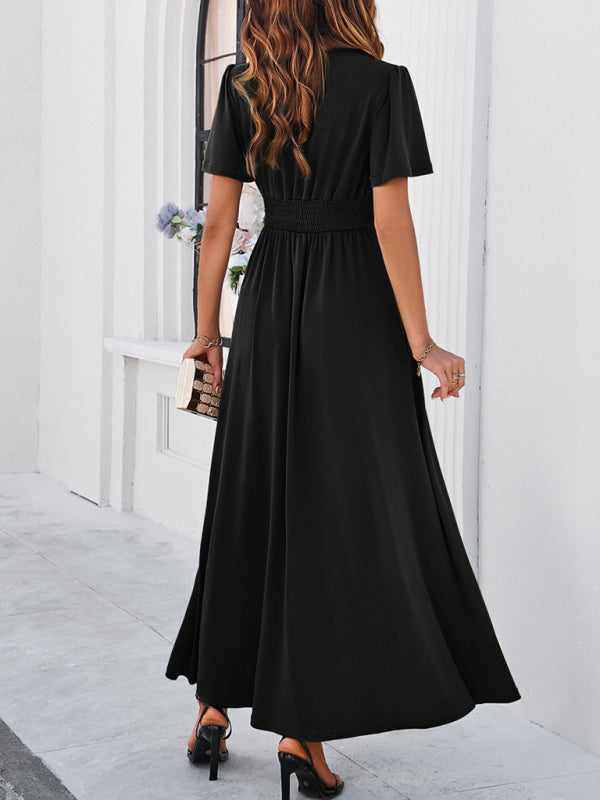 V-neck Maxi Dress with Wrap-Style Design and High Slit Group3 MyDresses