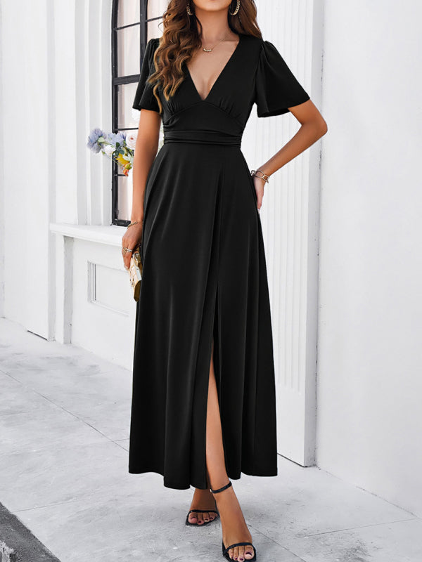 V-neck Maxi Dress with Wrap-Style Design and High Slit Group3 MyDresses