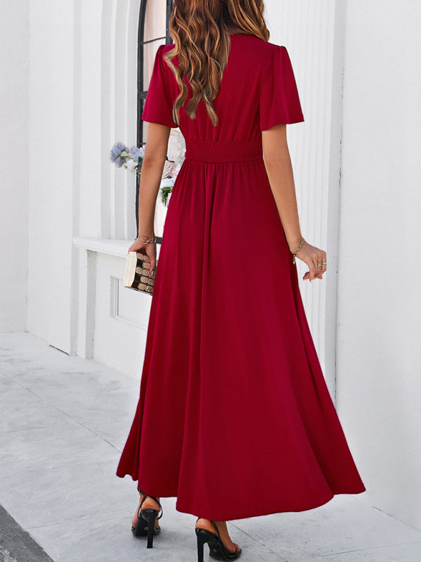 V-neck Maxi Dress with Wrap-Style Design and High Slit Group3 MyDresses