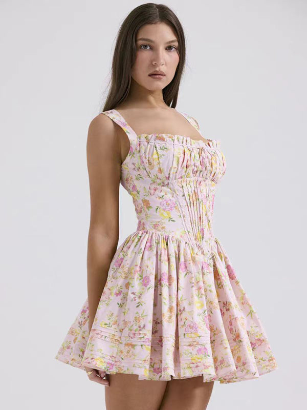Ruched Bust Mini Dress with Fitted Bodice and Flared Skirt Mini Dresses MyDresses 