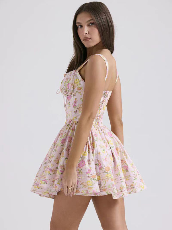 Ruched Bust Mini Dress with Fitted Bodice and Flared Skirt Mini Dresses MyDresses 