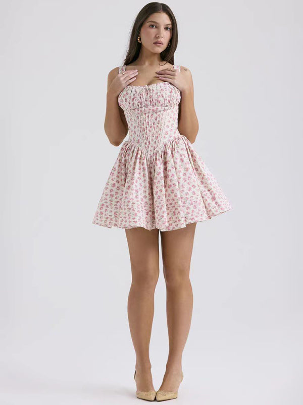 Ruched Bust Mini Dress with Fitted Bodice and Flared Skirt Mini Dresses MyDresses 