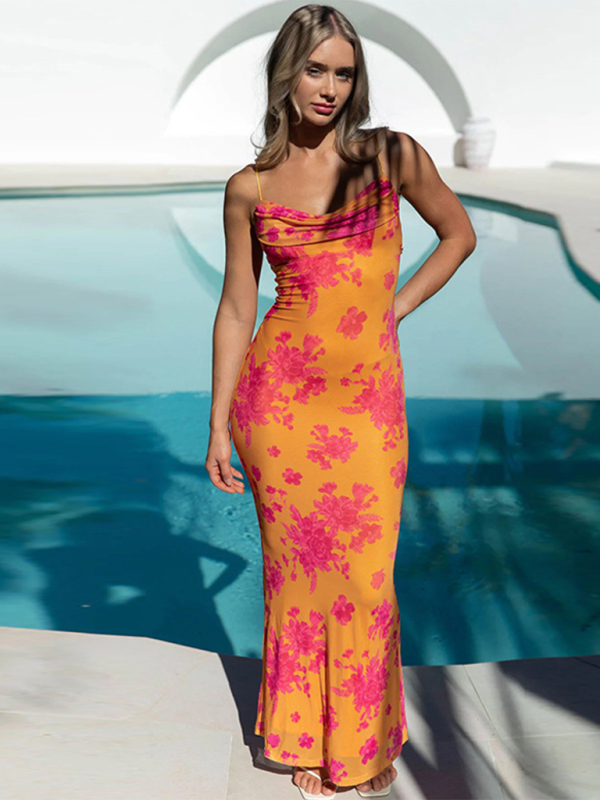 Backless Maxi Dress with Strappy Crisscross Camouflage Print Maxi Dresses MyDresses 