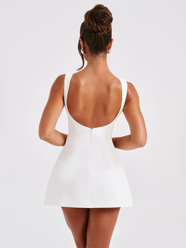 Backless Mini Dress with High Neckline and Slim Fit Mini Dresses MyDresses 