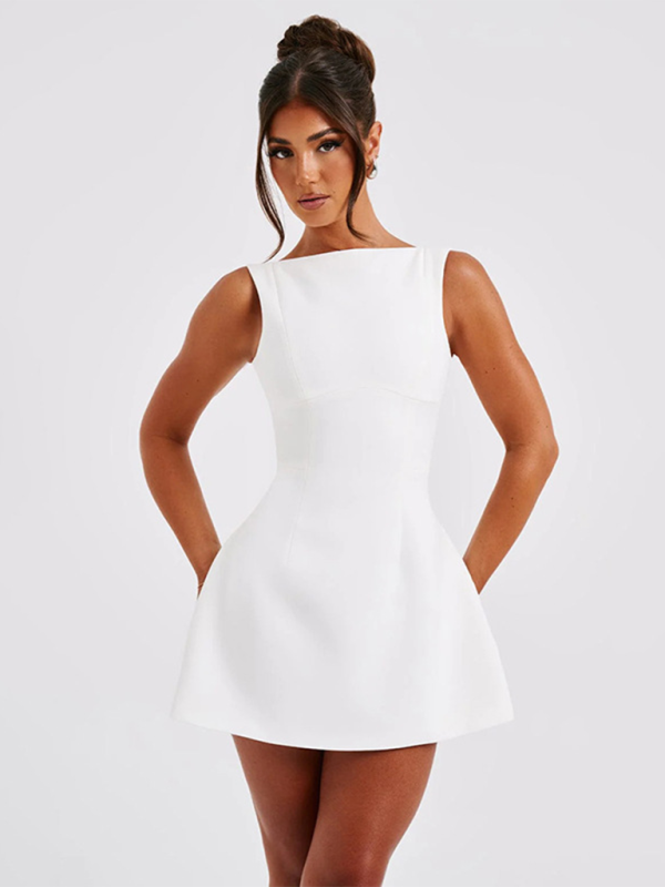 Backless Mini Dress with High Neckline and Slim Fit Mini Dresses MyDresses 