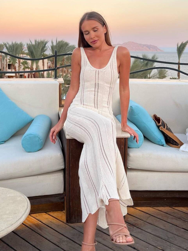 Backless Knitted Maxi Dress with Hip-Wrapped Design Maxi Dresses MyDresses 