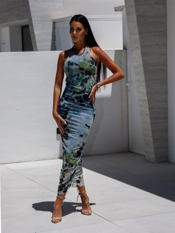 Halter Neck Camouflage Print Midi Dress with U Neck Group1 MyDresses 