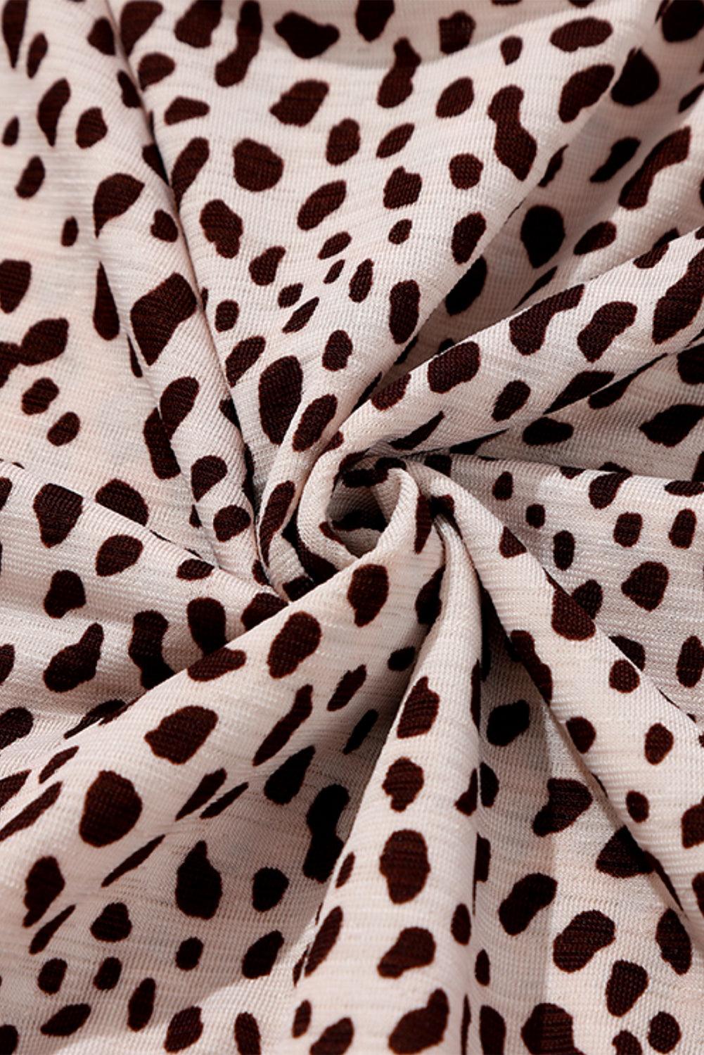 Leopard Print Tiered Long Sleeve Mini Dress Mini Dresses MyDresses 