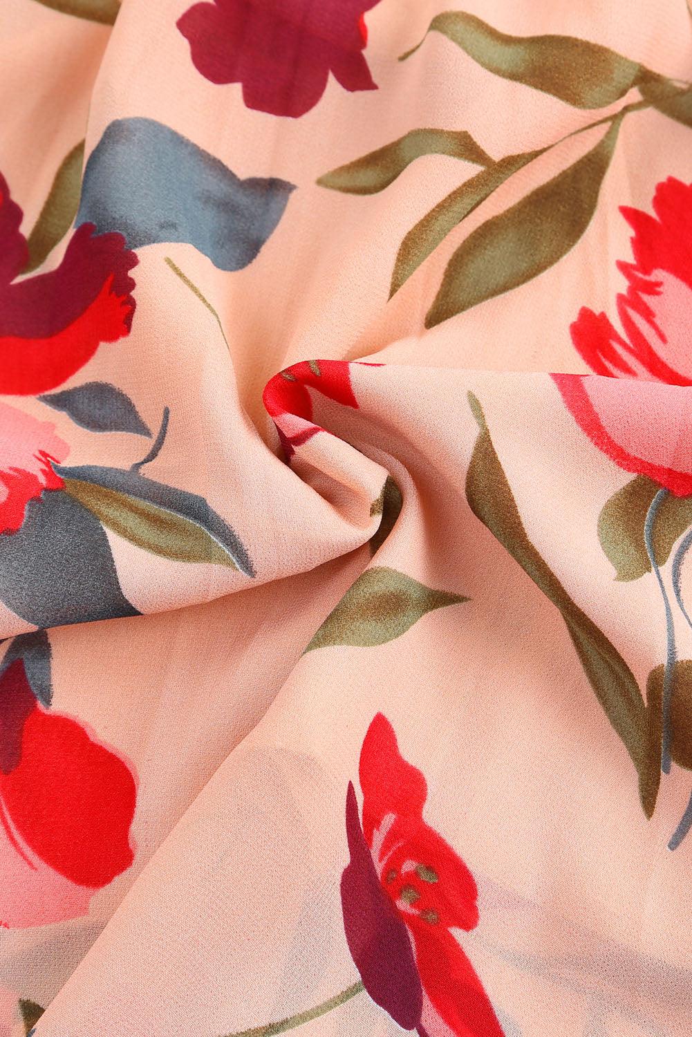 Long Sleeve Frilled Collar Floral Ruffle Dress Floral Dresses MyDresses 