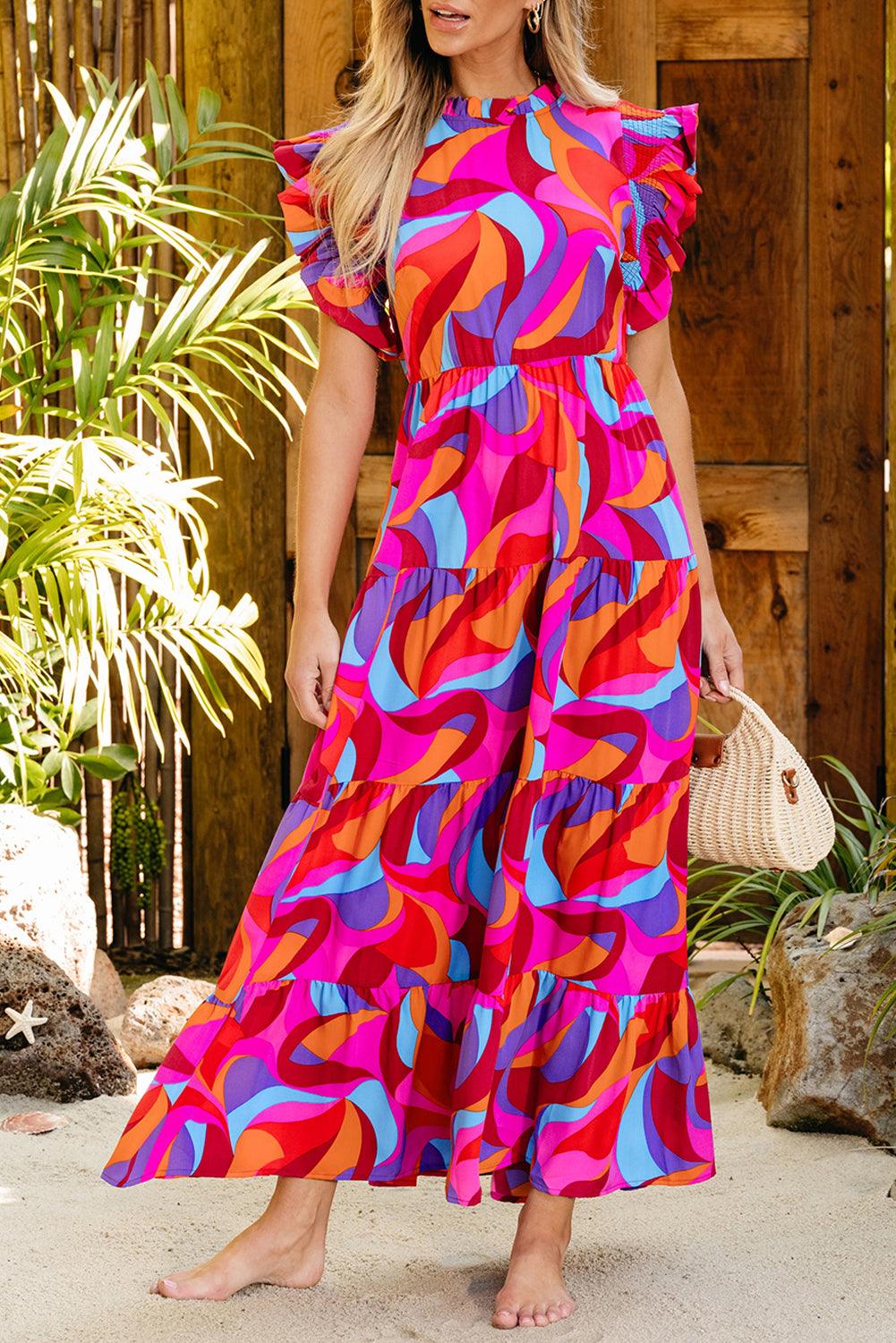 Maxi Dress with Ruffle Detailing Maxi Dresses MyDresses Multicolour 8 | S 