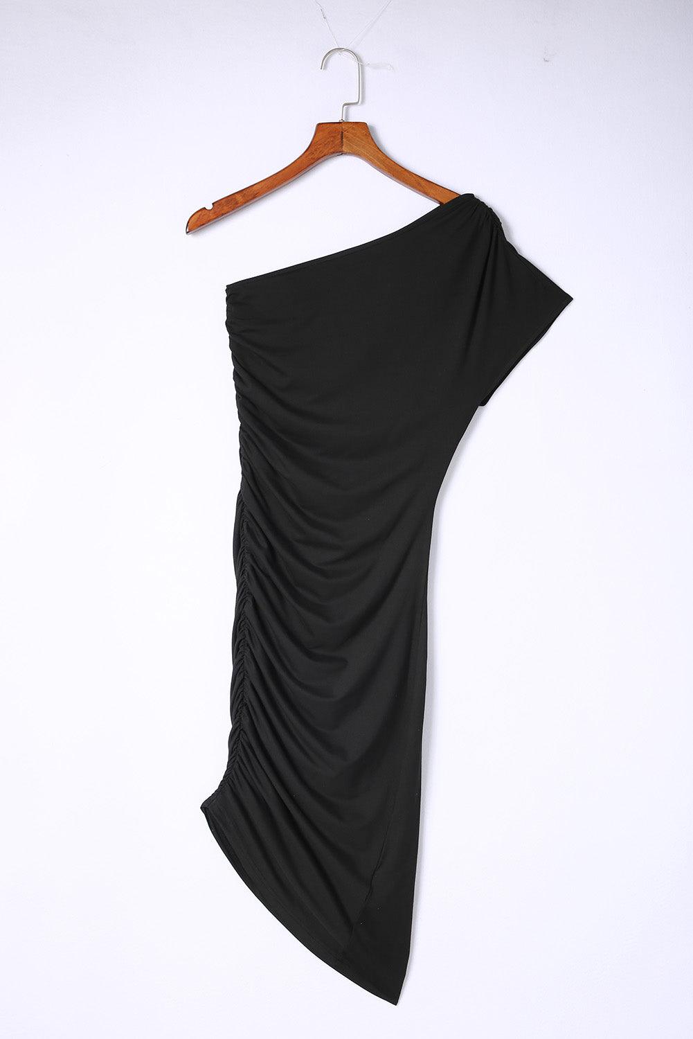 One-Shoulder Ruched Bodycon Mini Dress Mini Dresses MyDresses 