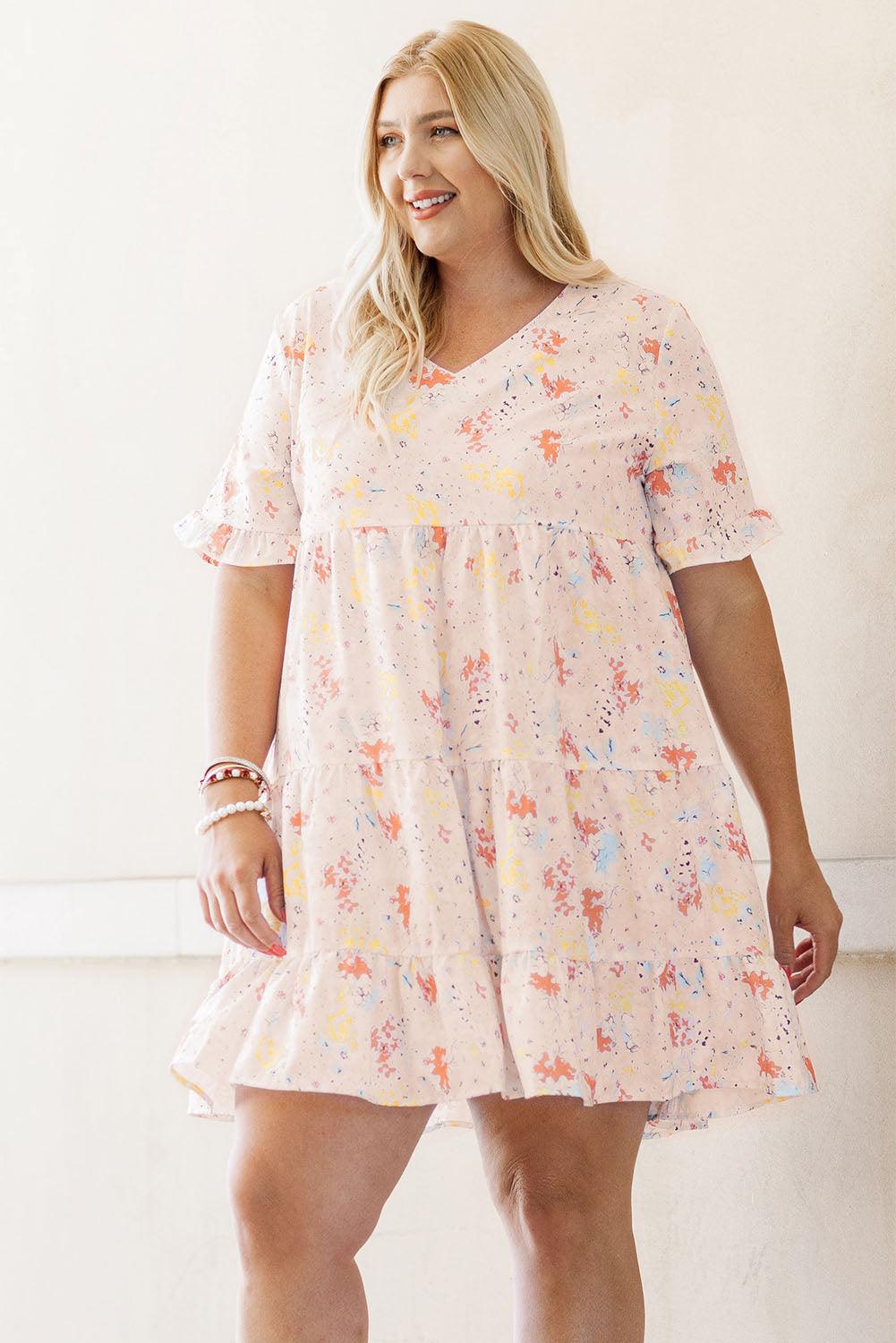 Plus Size Floral Babydoll Swing Dress Plus Size Mini Dresses MyDresses 
