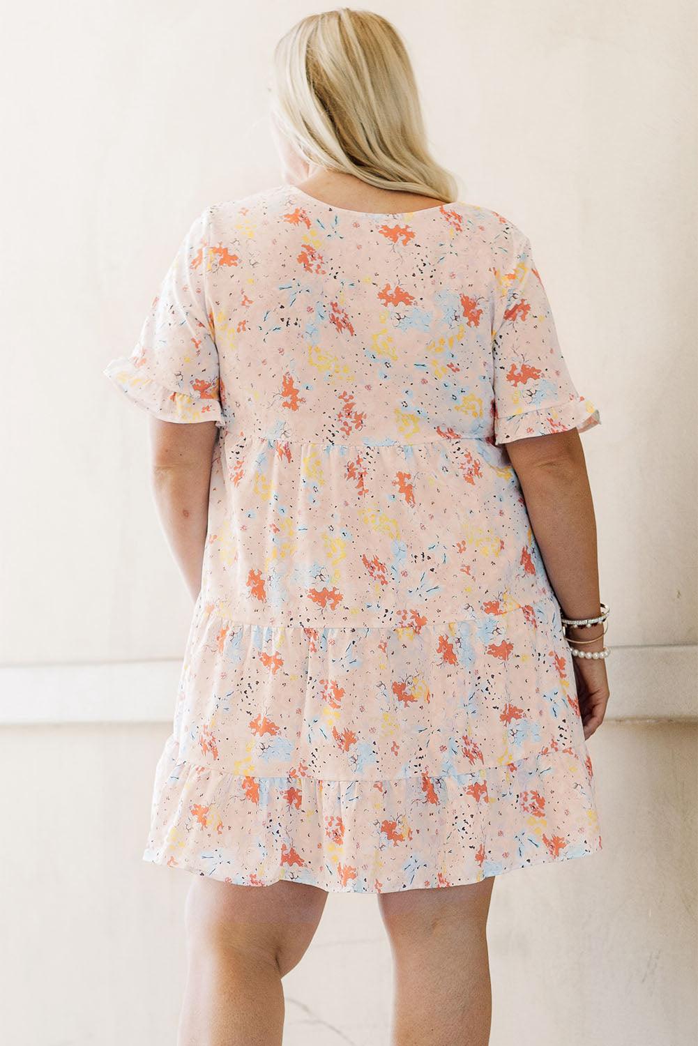 Plus Size Floral Babydoll Swing Dress Plus Size Mini Dresses MyDresses 