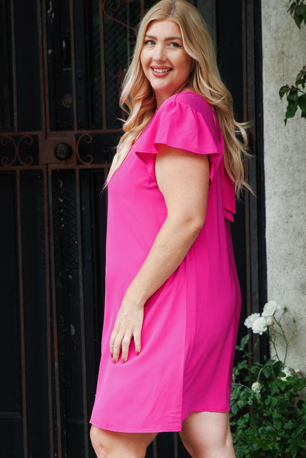 Plus Size Ruffle Sleeve Mini Dress Plus Size Mini Dresses MyDresses 