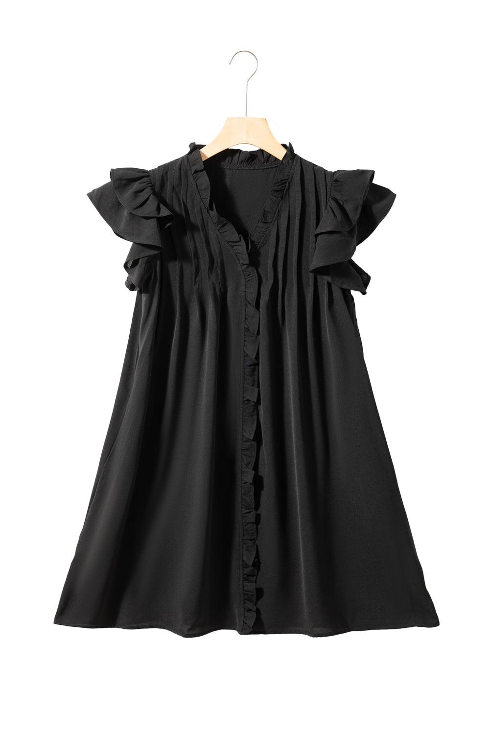 Ruffle Sleeve V-Neck Frilled Shift Dress Mini Dresses MyDresses 