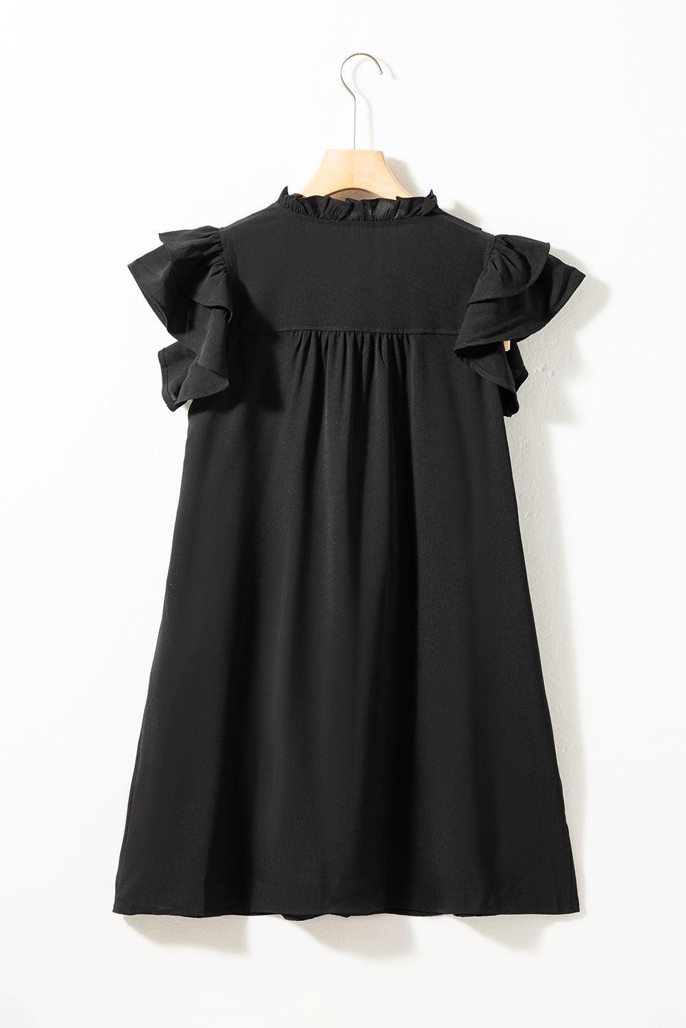 Ruffle Sleeve V-Neck Frilled Shift Dress Mini Dresses MyDresses 