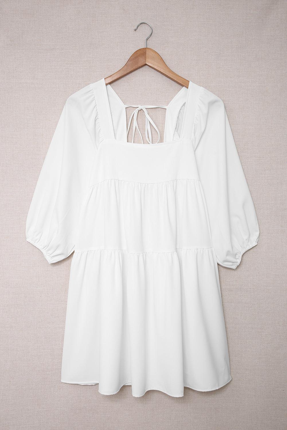 Square Neck Half Sleeve High Low Mini Dress Mini Dresses MyDresses 