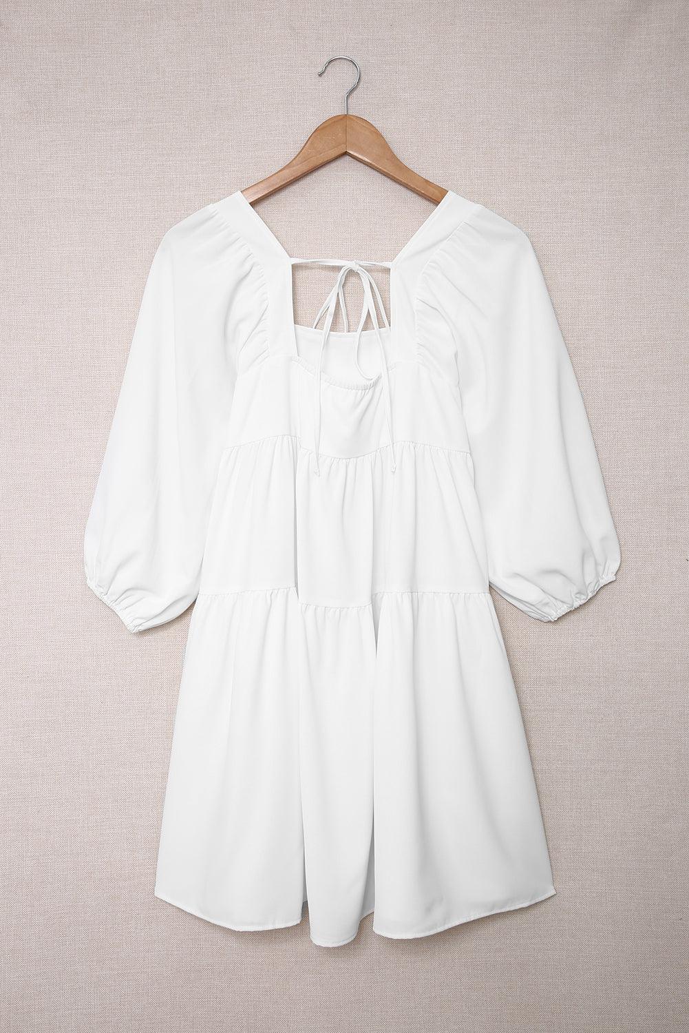 Square Neck Half Sleeve High Low Mini Dress Mini Dresses MyDresses 