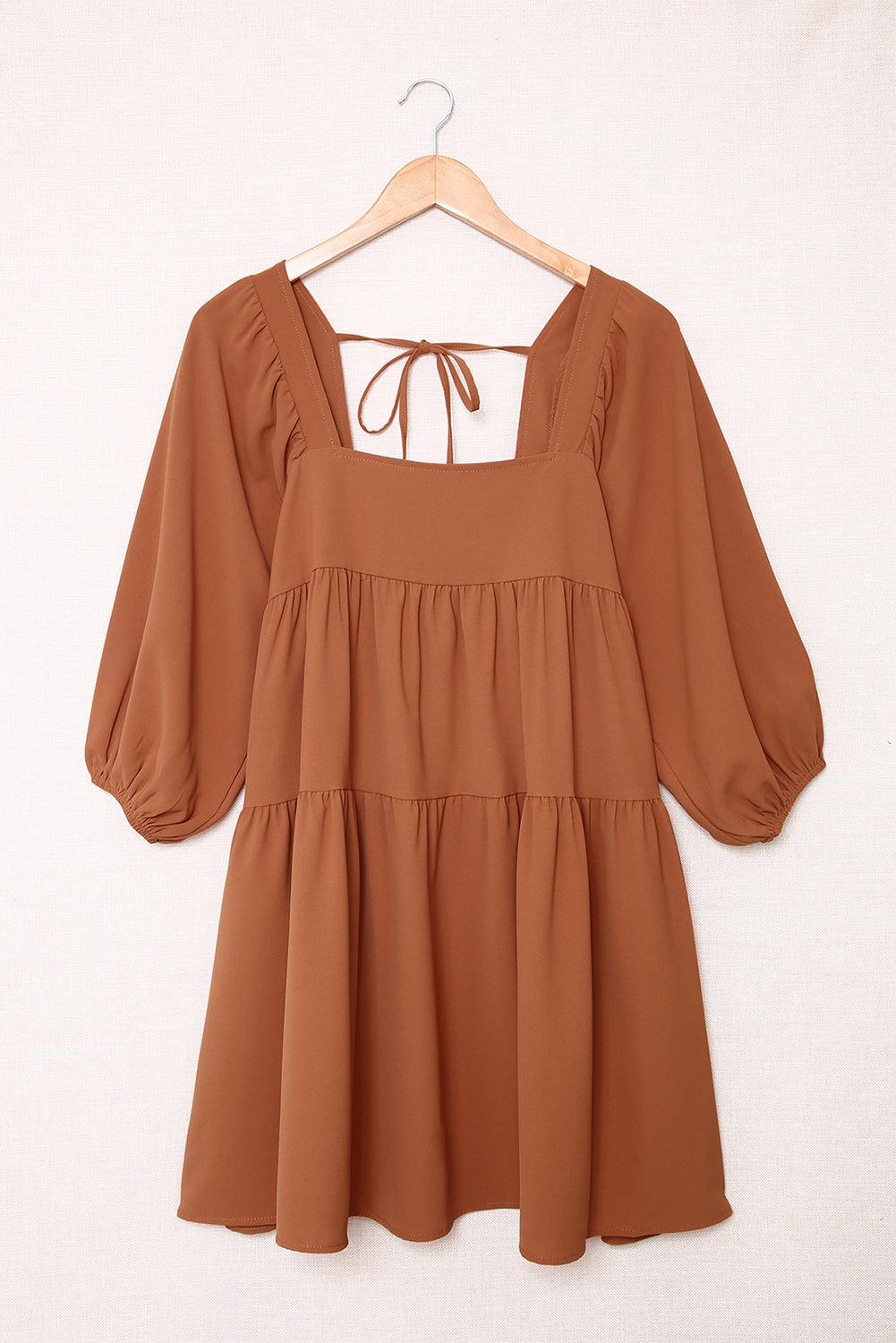 Square Neck Half Sleeve High Low Mini Dress Mini Dresses MyDresses 