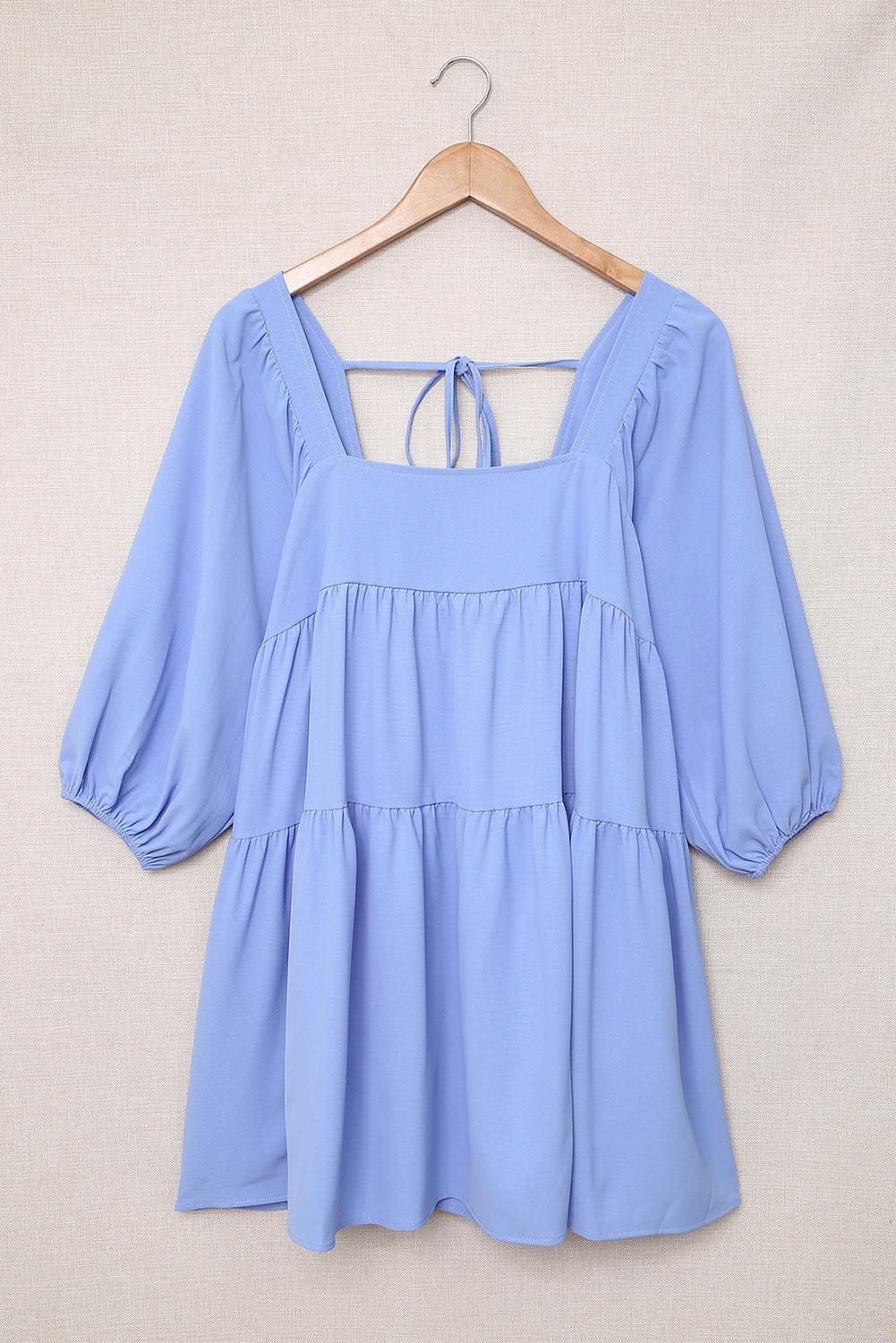 Square Neck Half Sleeve High Low Mini Dress Mini Dresses MyDresses 