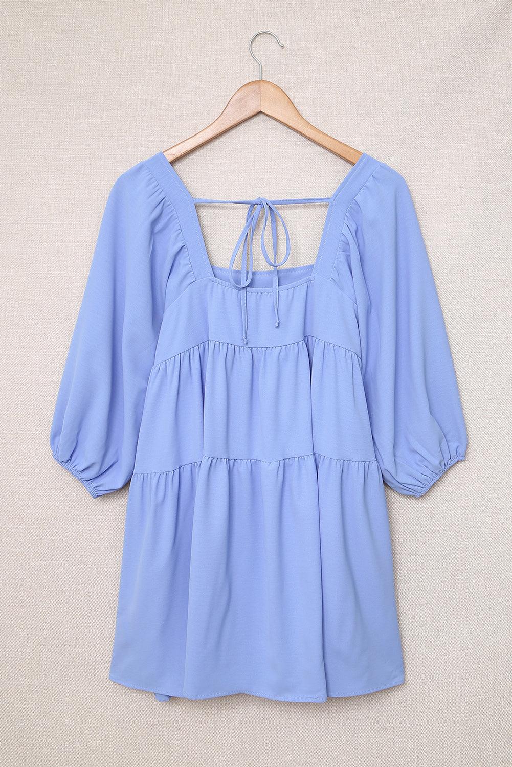 Square Neck Half Sleeve High Low Mini Dress Mini Dresses MyDresses 