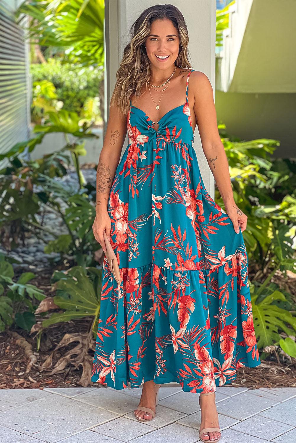 Strappy Open Back Floral Maxi Gown Maxi Dresses MyDresses 