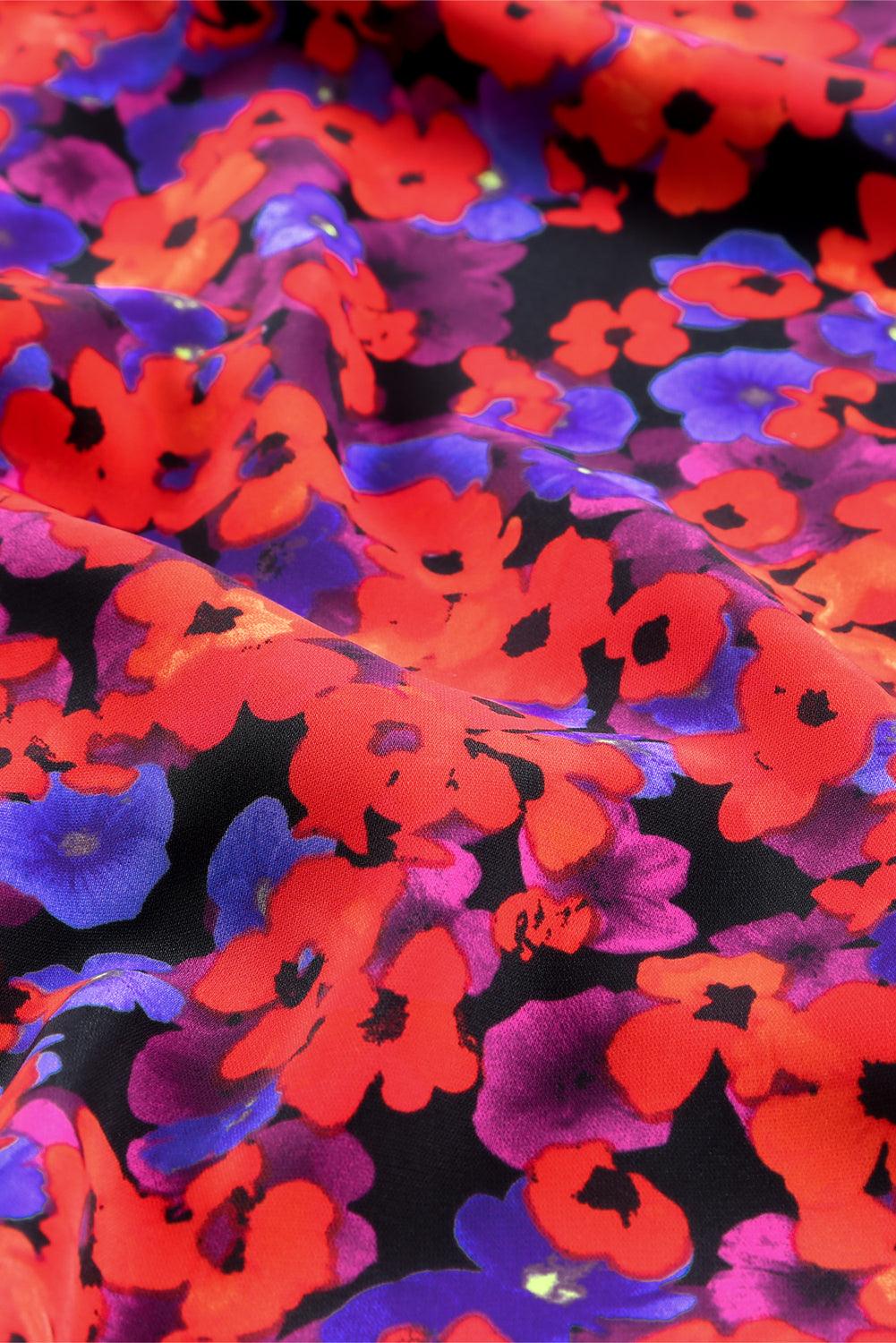 V Neck Bodycon Wrap Dress with Floret Print Mini Dresses MyDresses 