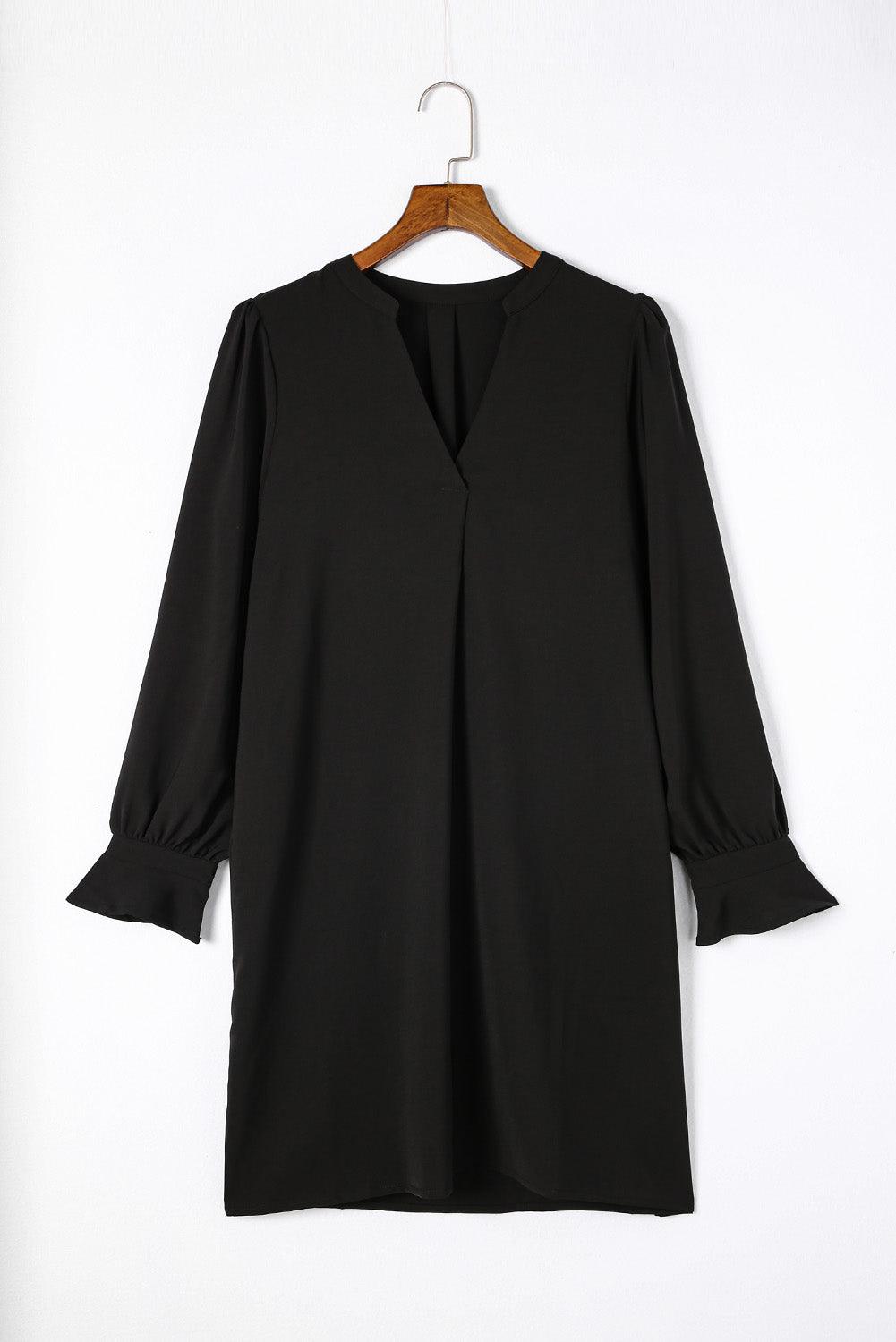 V Neck Ruffled Sleeve Shirt Dress Mini Dresses MyDresses 