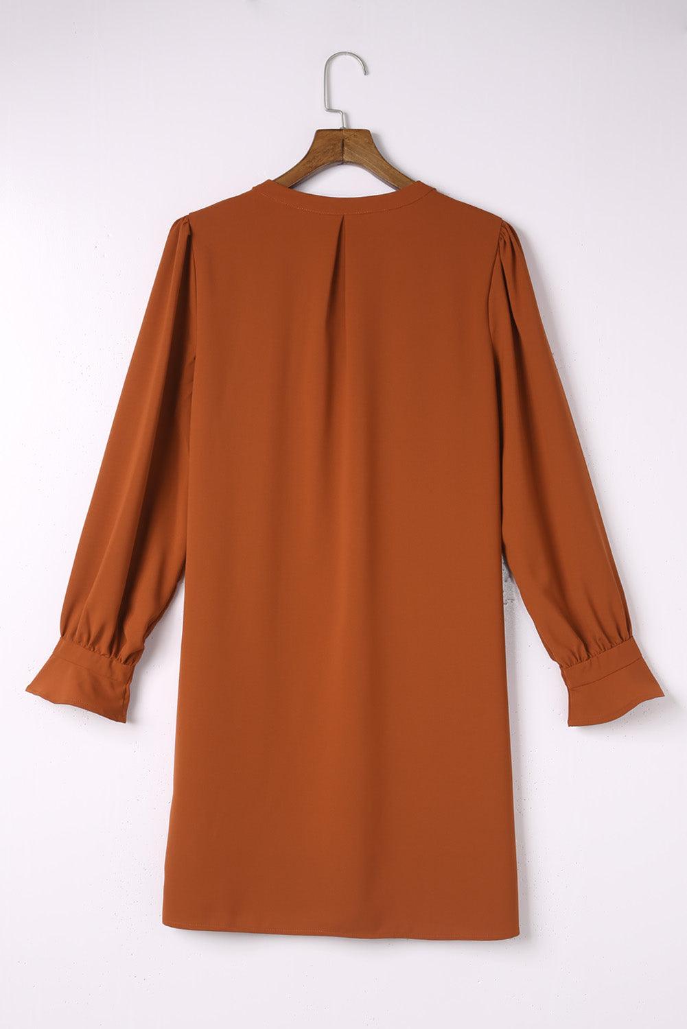 V Neck Ruffled Sleeve Shirt Dress Mini Dresses MyDresses 